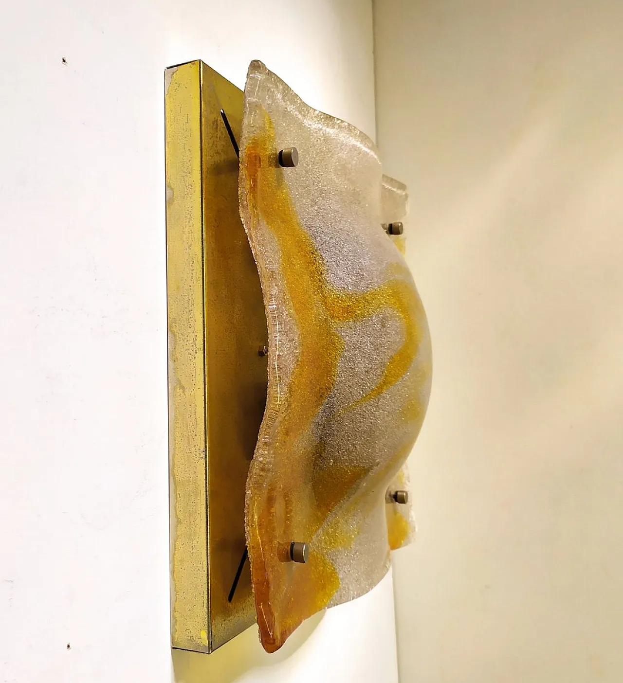 Lampada da parete grande in vetro di Murano di Mazzega, anni '70 4