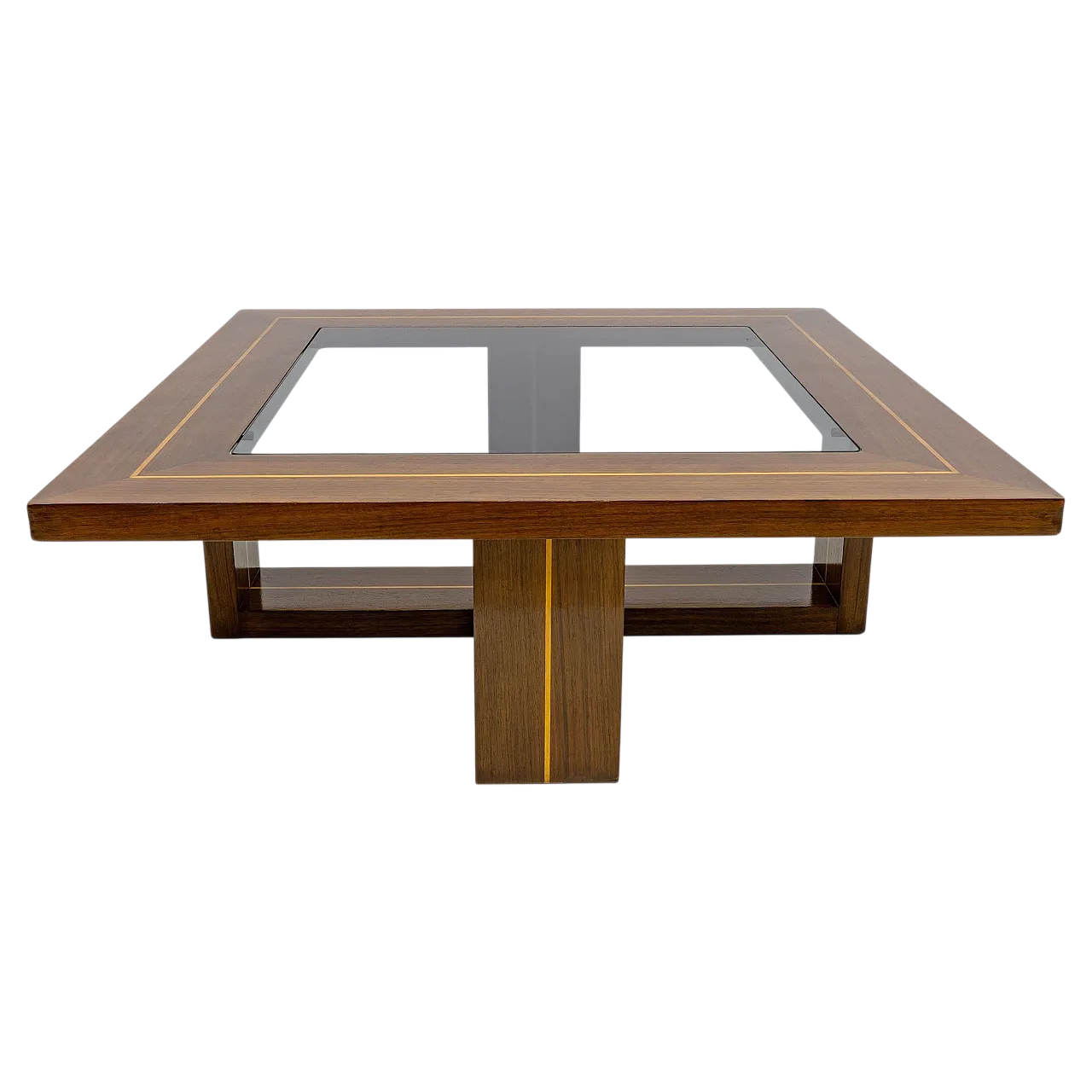 Tavolino in acero intarsiato e noce, anni '70 8