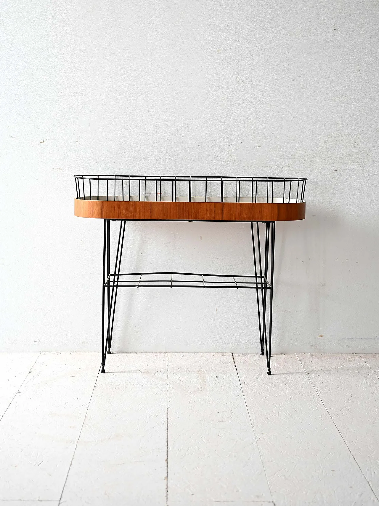 Portafiori scandinavo anni ’60 in teak e metallo 2