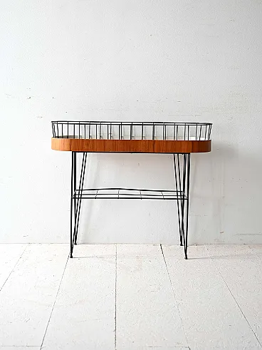Portafiori scandinavo anni ’60 in teak e metallo