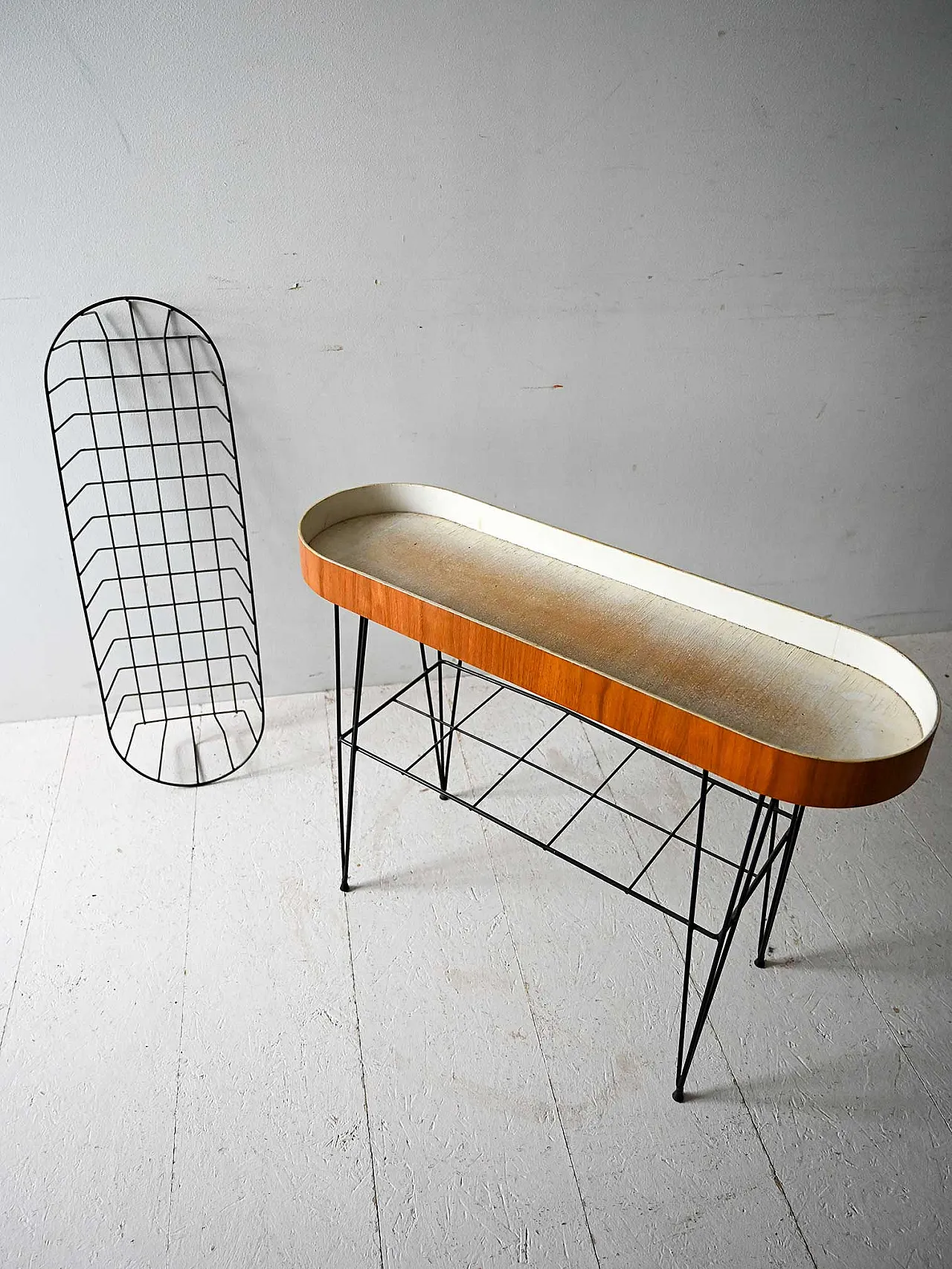 Portafiori scandinavo anni ’60 in teak e metallo 8