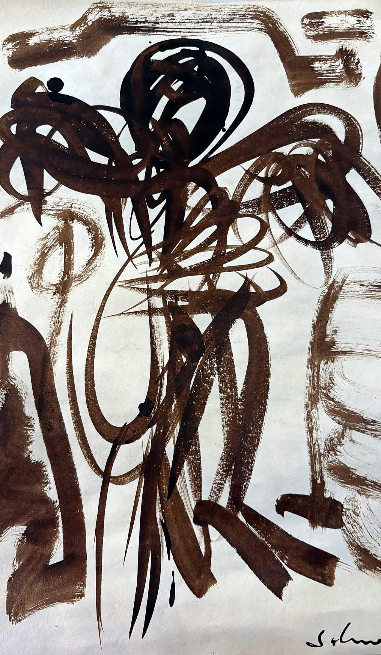 Disegno astratto su carta strutturata, anni '60 4