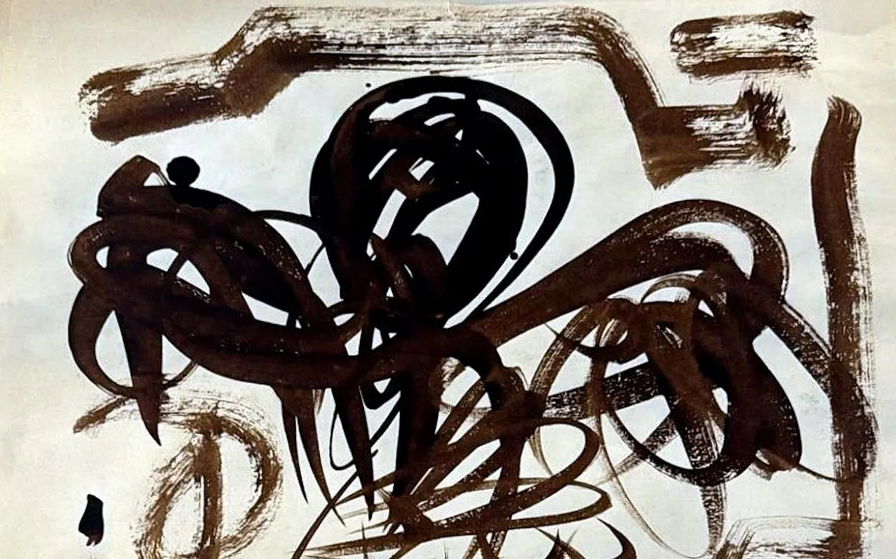 Disegno astratto su carta strutturata, anni '60 8