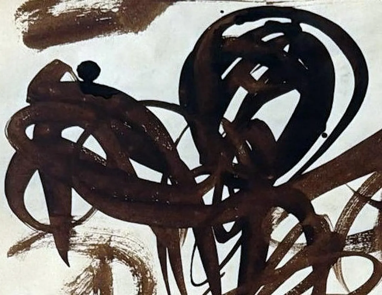 Disegno astratto su carta strutturata, anni '60 10