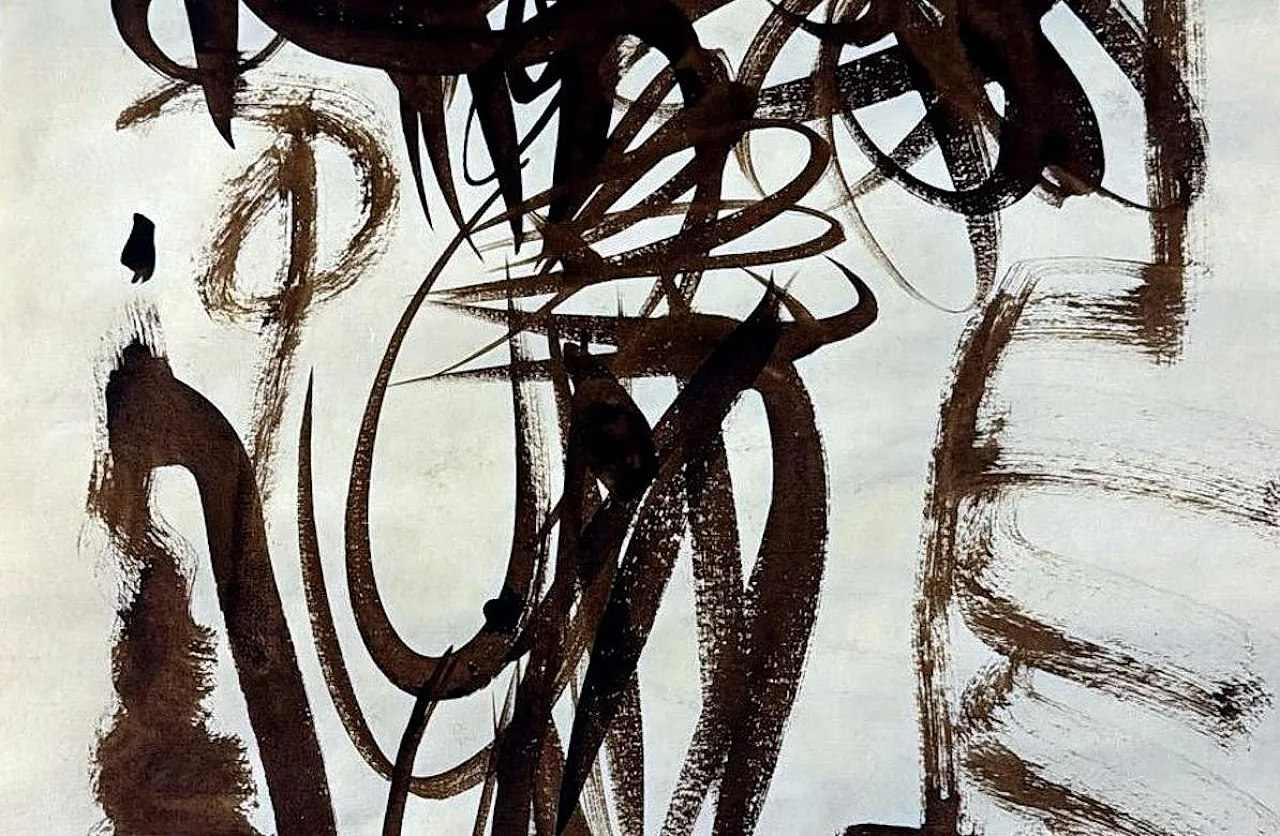 Disegno astratto su carta strutturata, anni '60 11