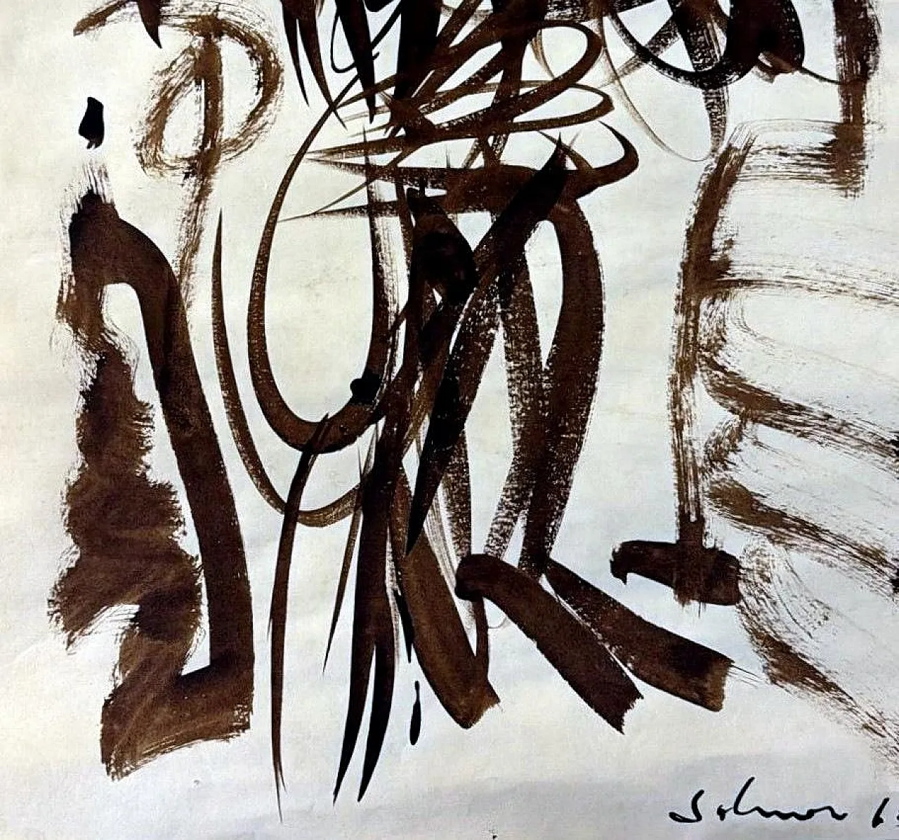 Disegno astratto su carta strutturata, anni '60 12