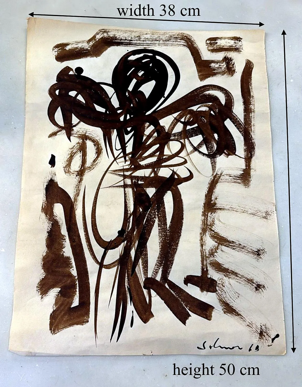 Disegno astratto su carta strutturata, anni '60 17