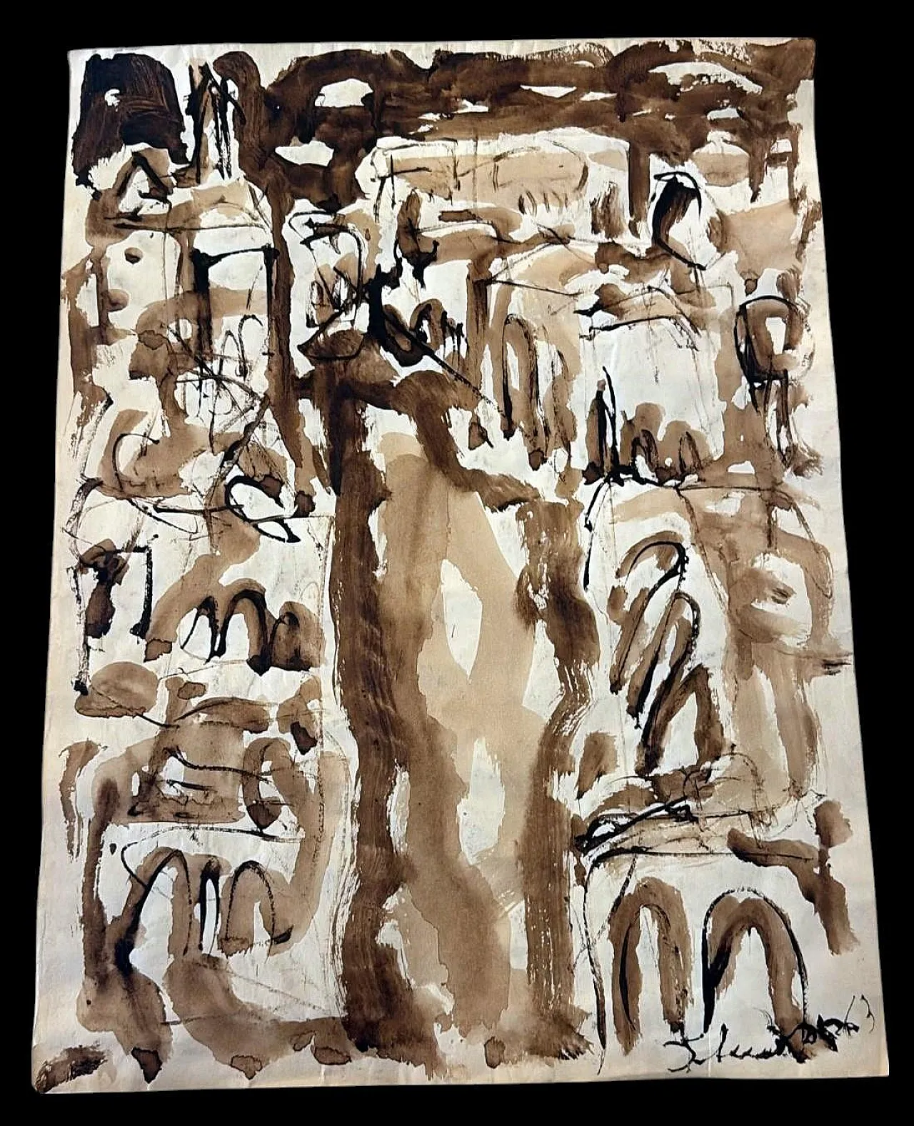 Disegno astratto su carta strutturata, anni '60 4