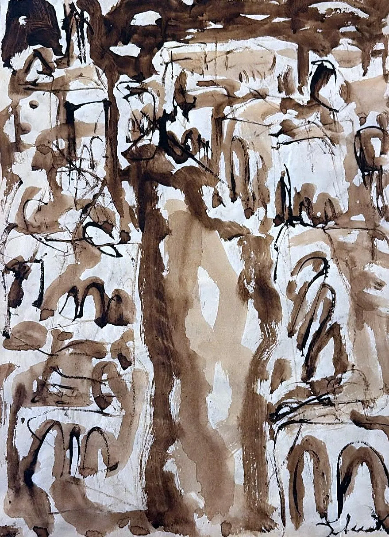 Disegno astratto su carta strutturata, anni '60 5