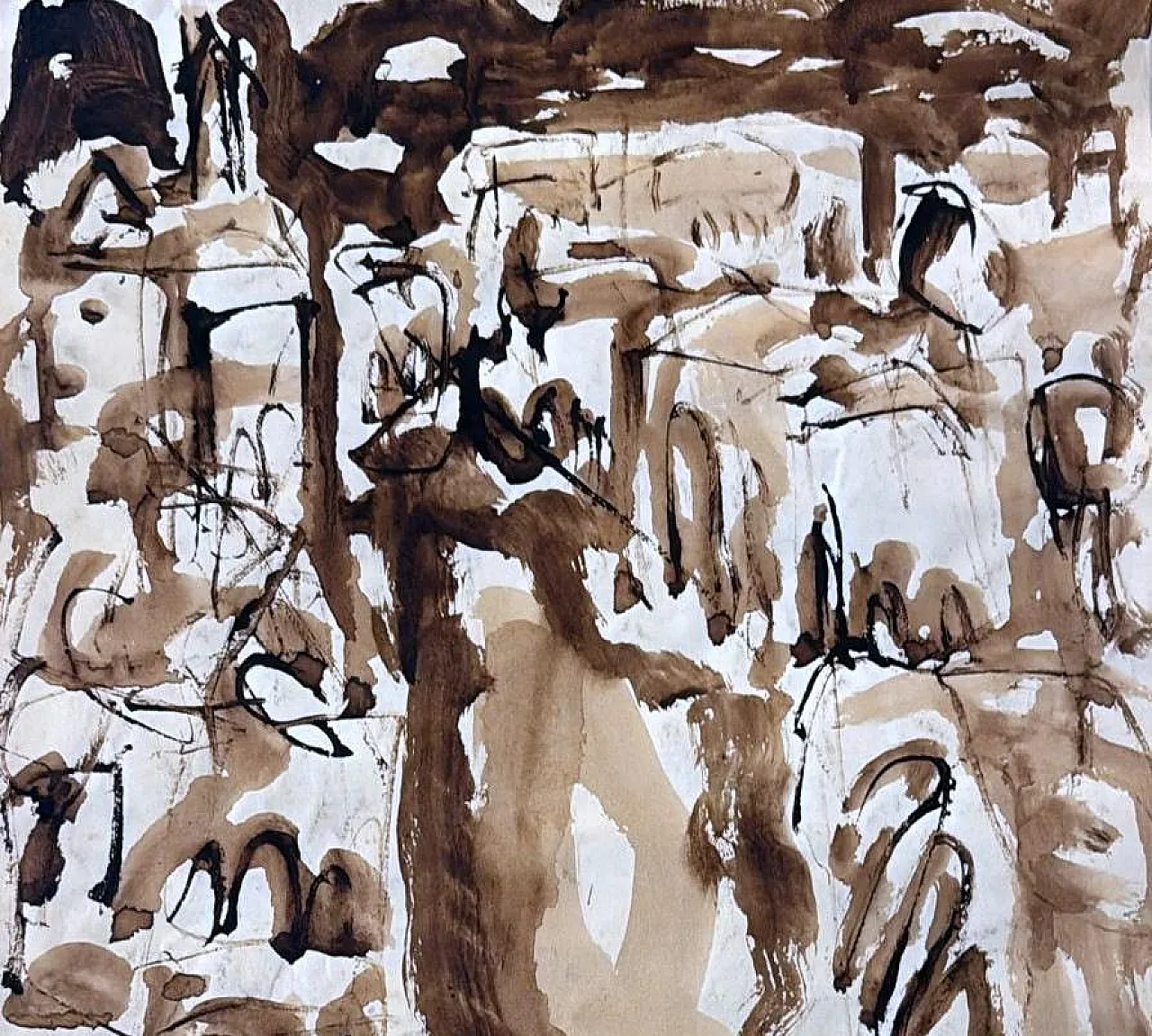 Disegno astratto su carta strutturata, anni '60 6