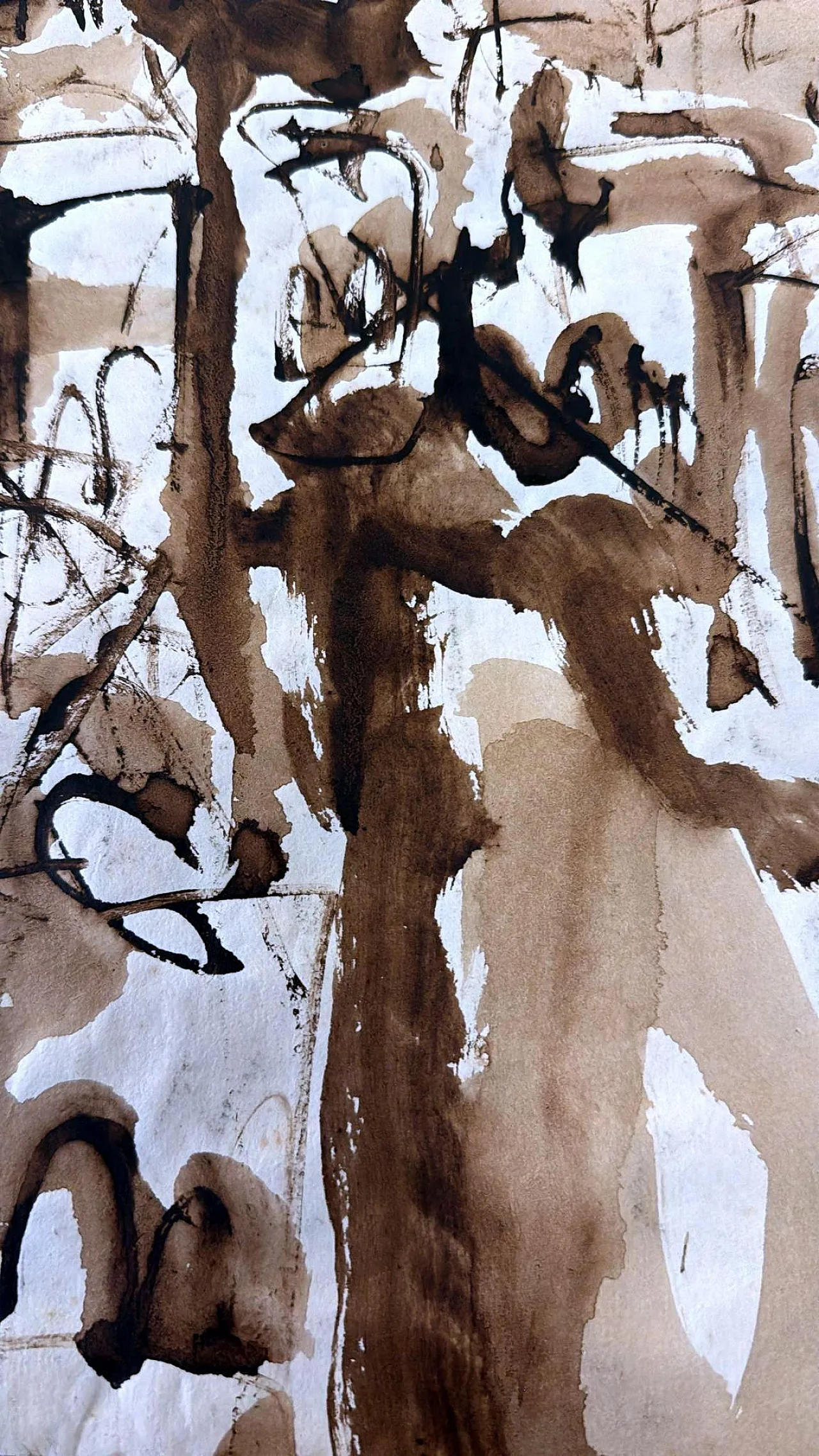 Disegno astratto su carta strutturata, anni '60 9