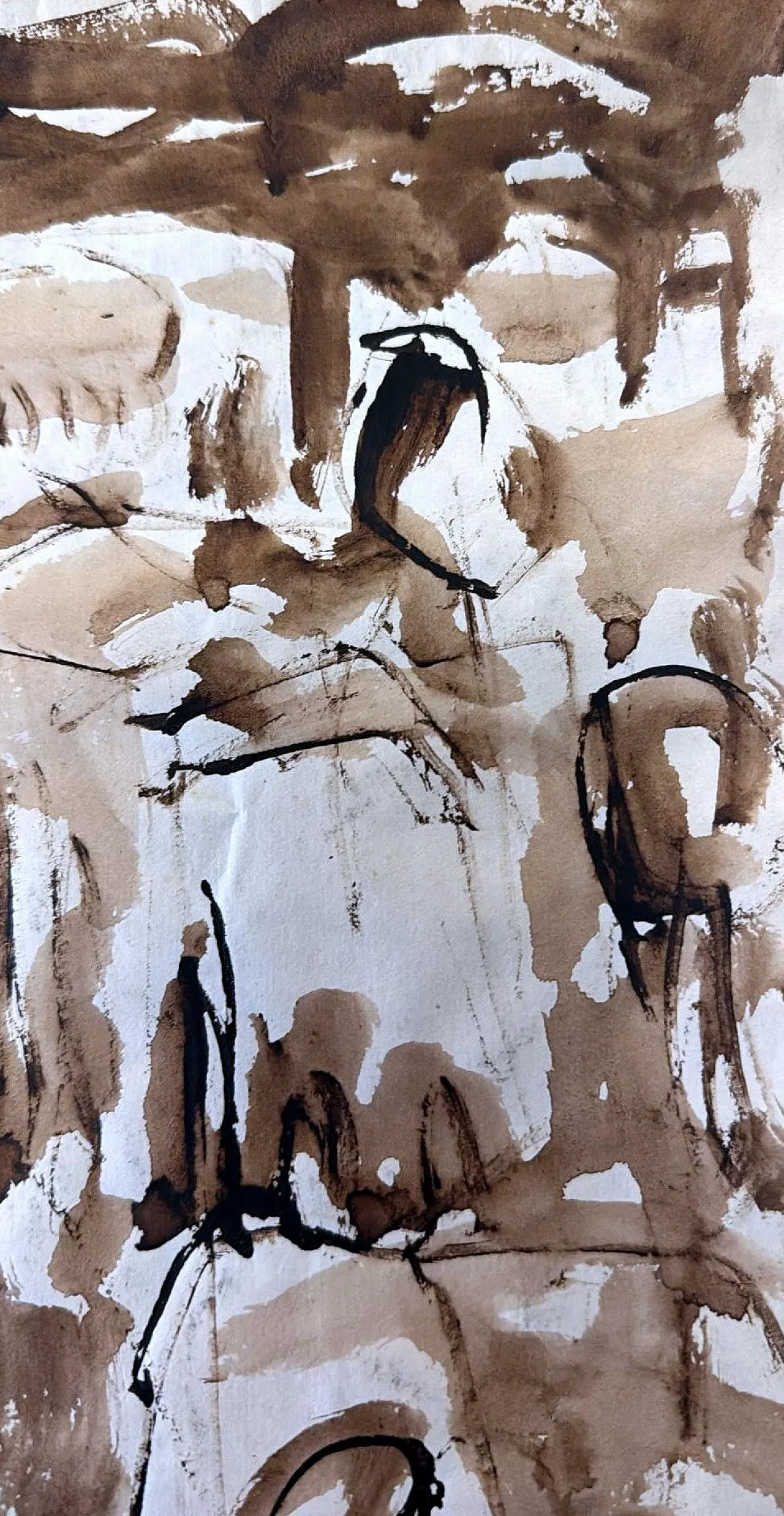 Disegno astratto su carta strutturata, anni '60 10