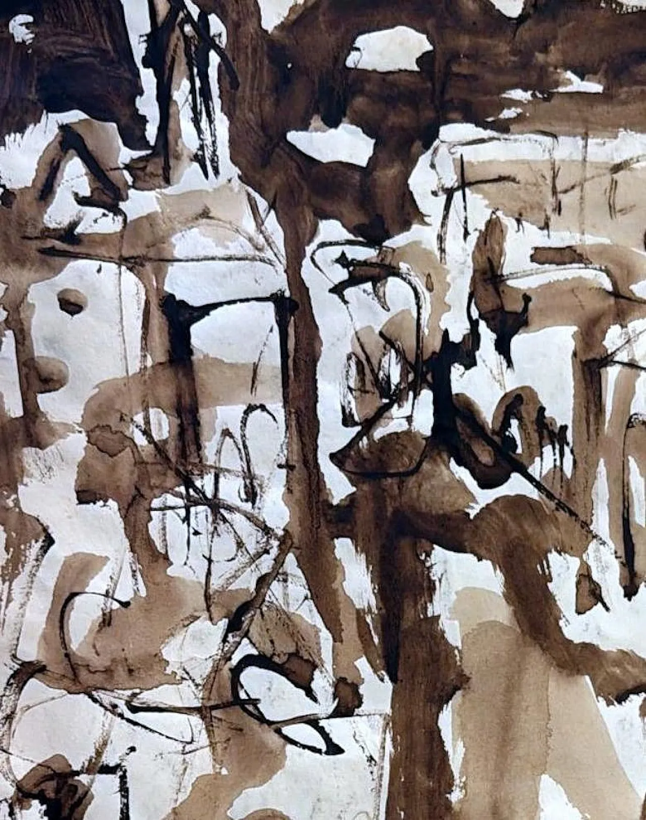 Disegno astratto su carta strutturata, anni '60 12