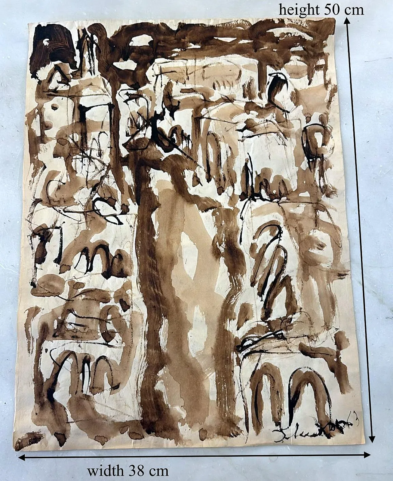 Disegno astratto su carta strutturata, anni '60 17