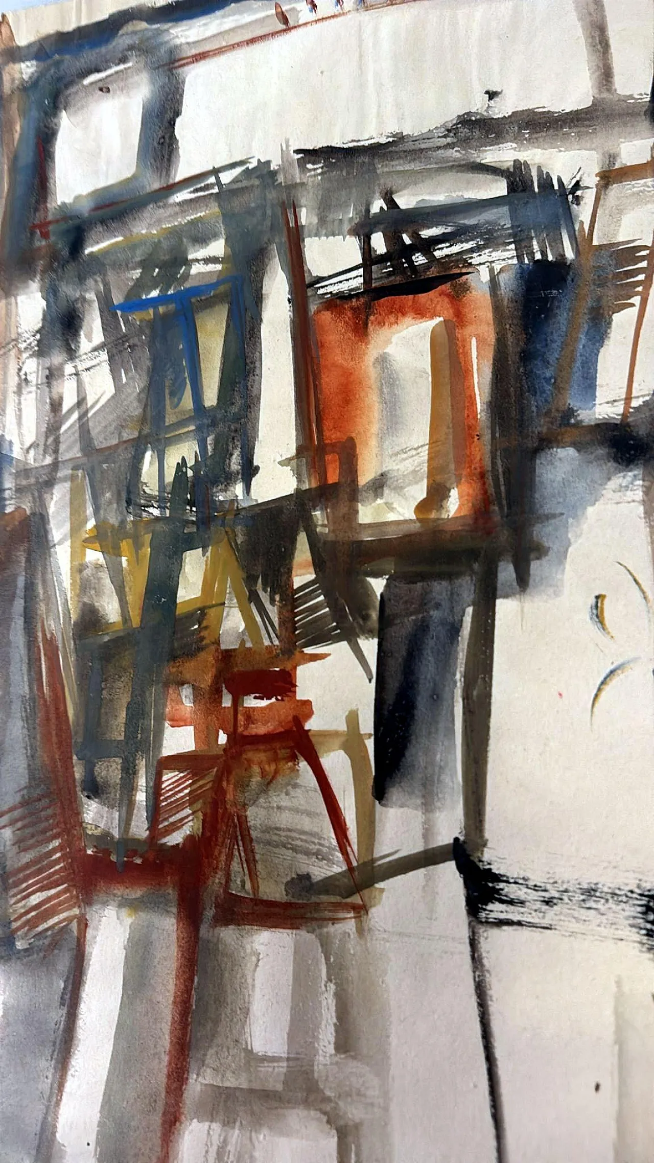 Disegno astratto su carta strutturata, anni '60 8