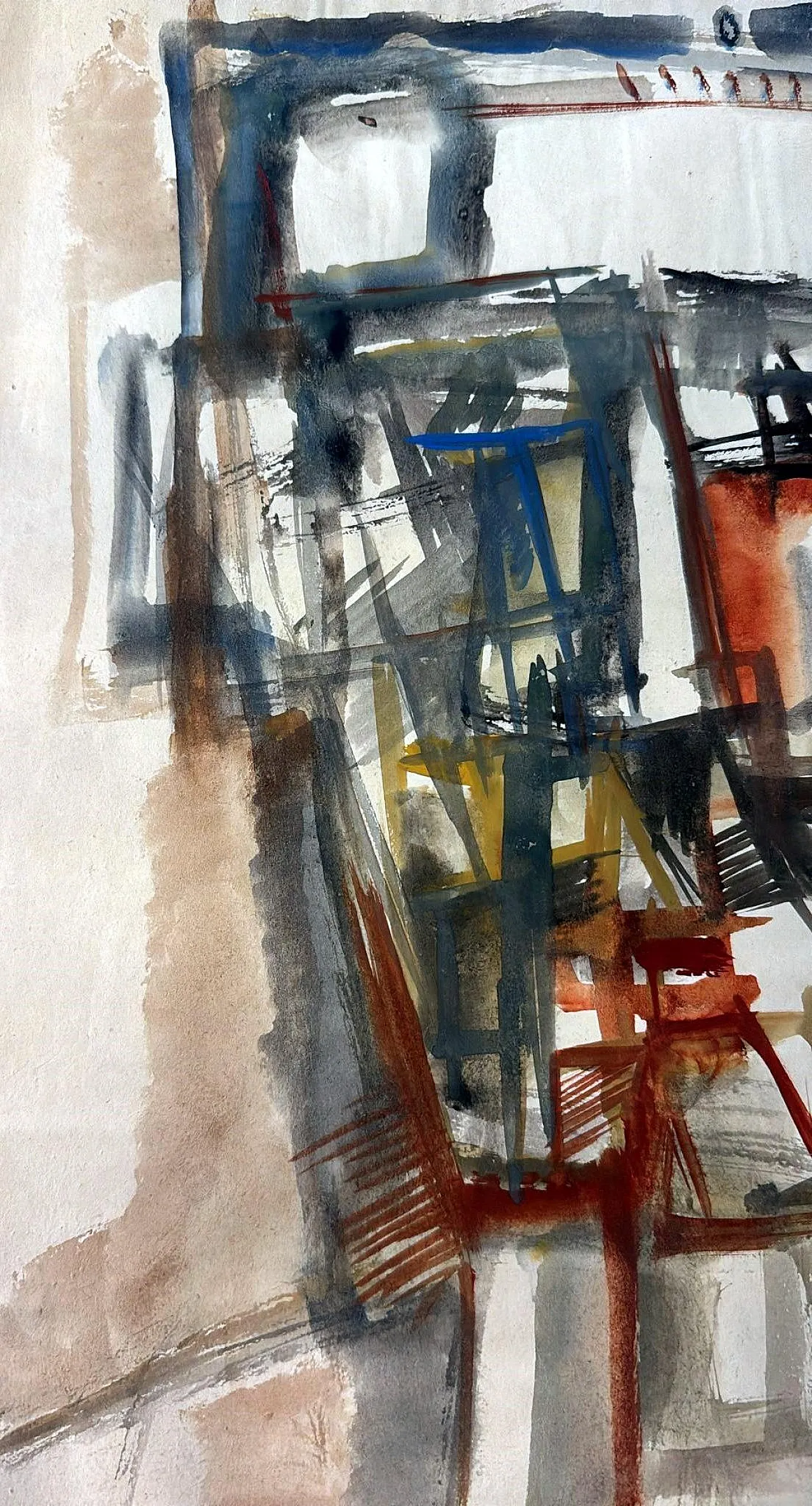 Disegno astratto su carta strutturata, anni '60 9