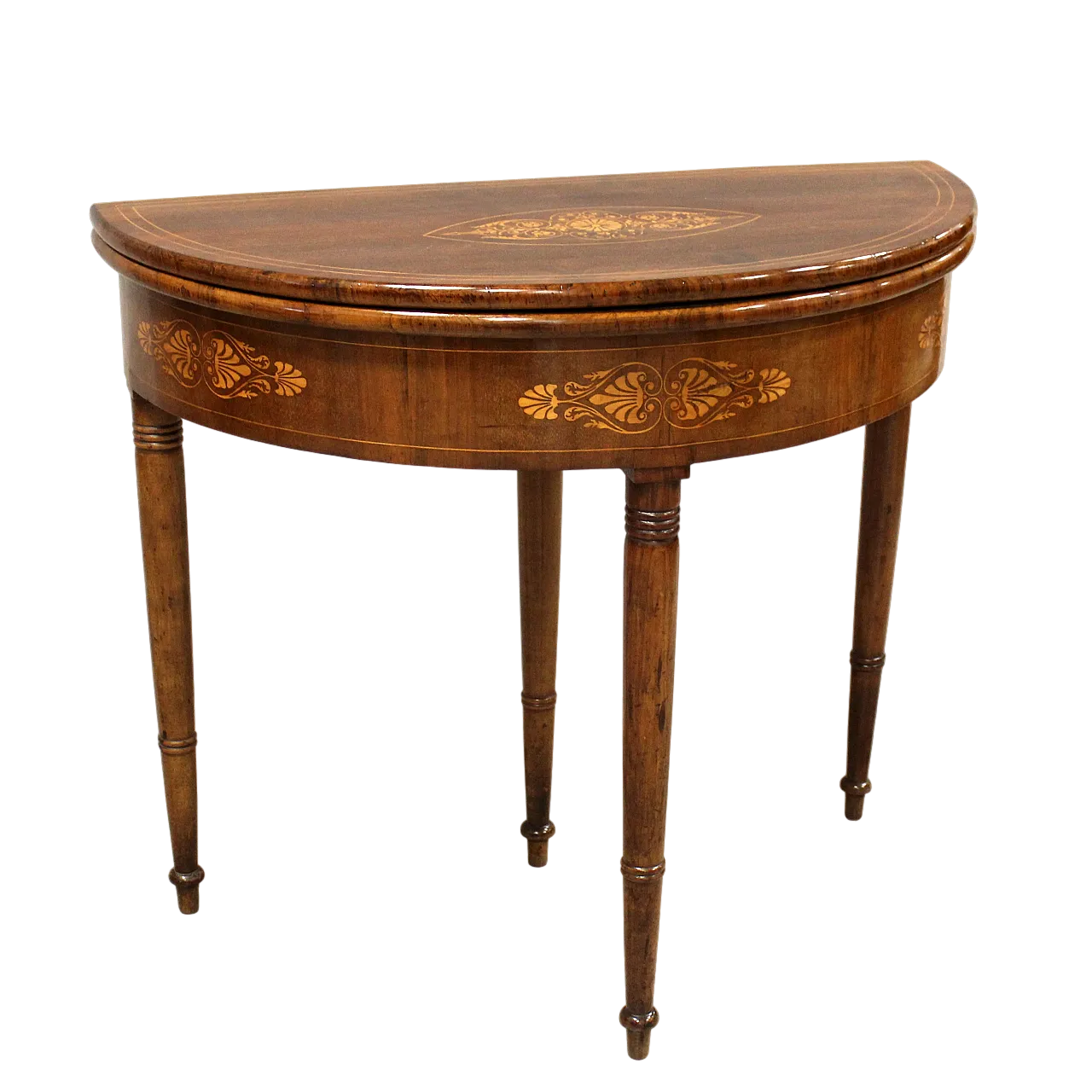 Console tavolino da gioco Carlo X in noce intarsiata '800 Italia 16