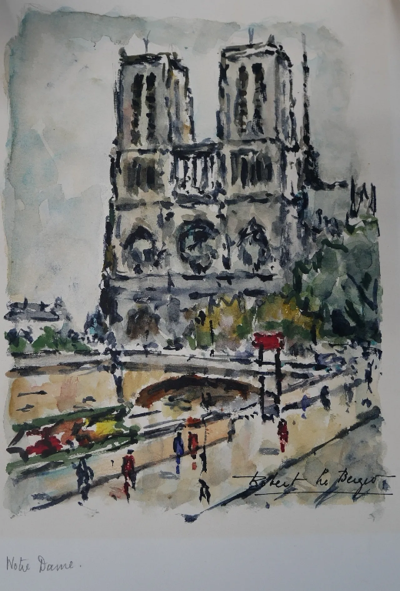 Acquerello di Robert Le Berger, anni '50 2