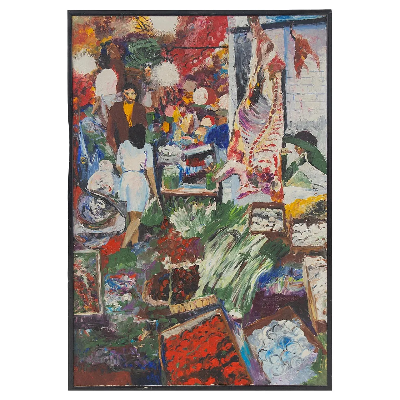 La Vucciria, oil painting on canvas by Mario Berrino, 1990s 1