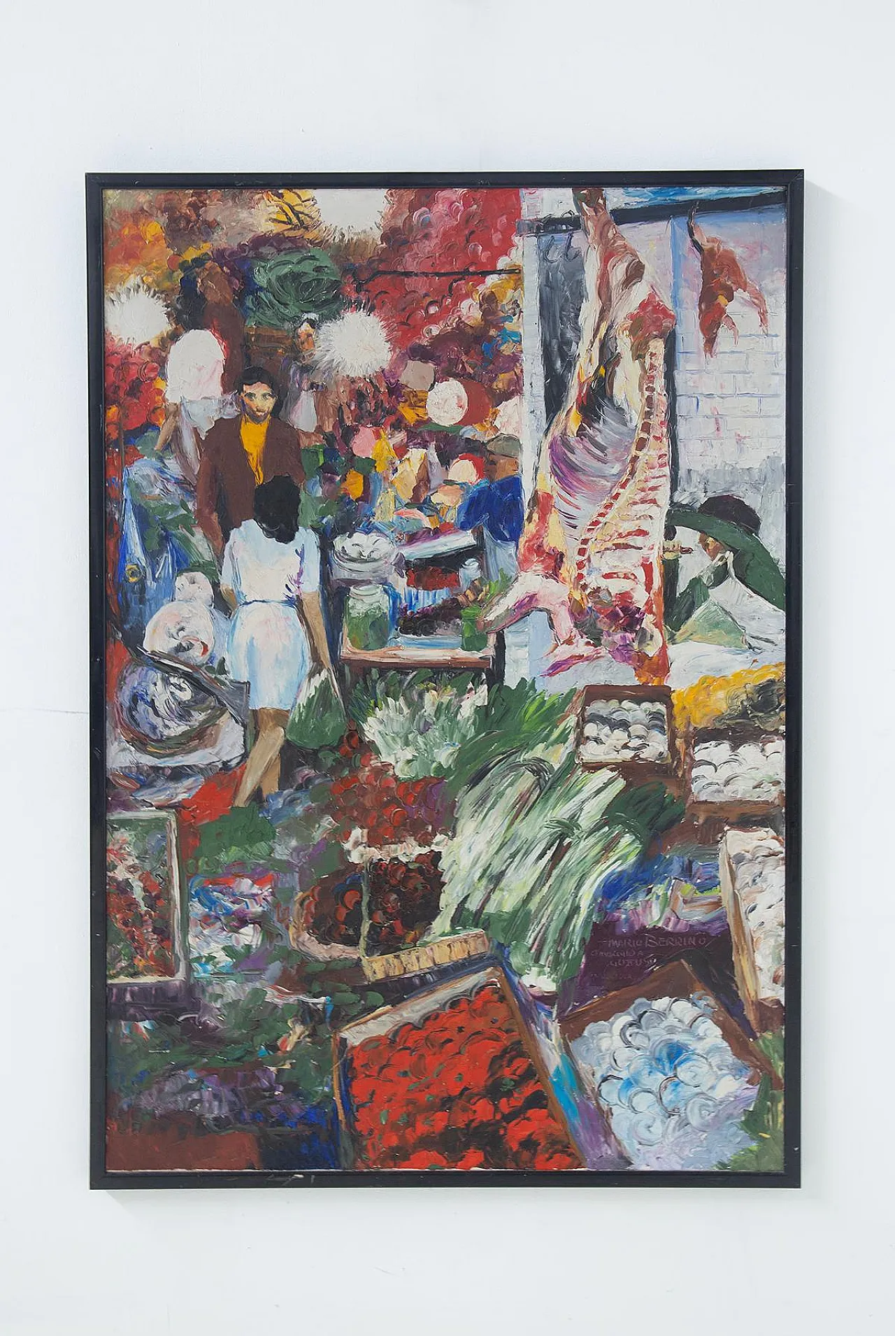 La Vucciria, oil painting on canvas by Mario Berrino, 1990s 2