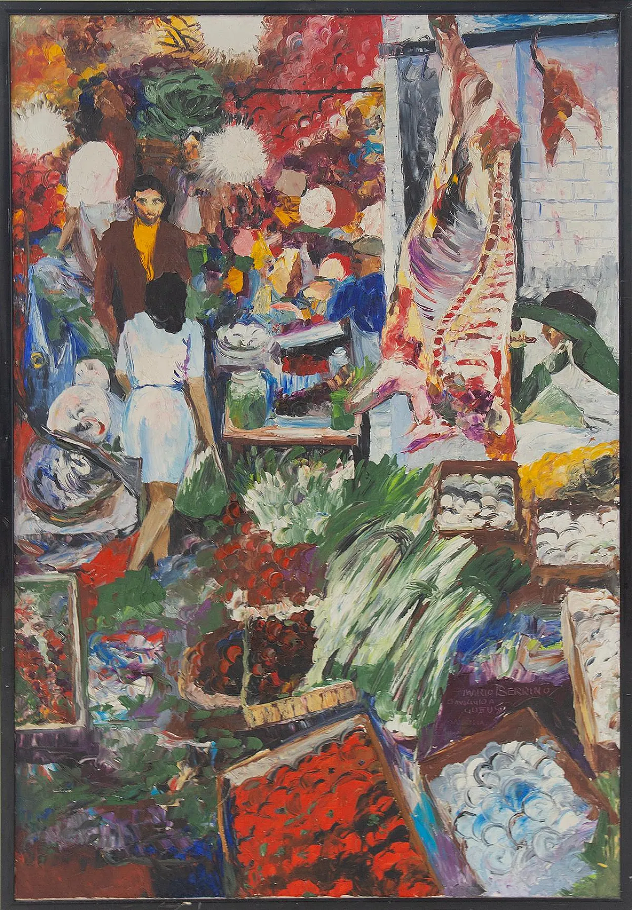 La Vucciria, oil painting on canvas by Mario Berrino, 1990s 3