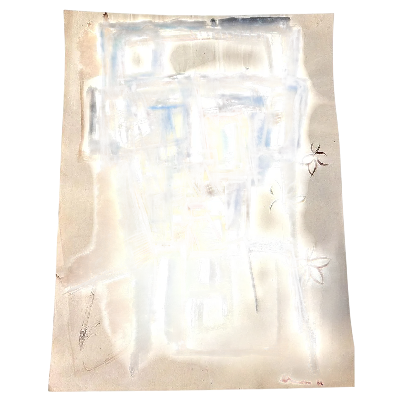 Disegno astratto su carta strutturata, anni '60 16