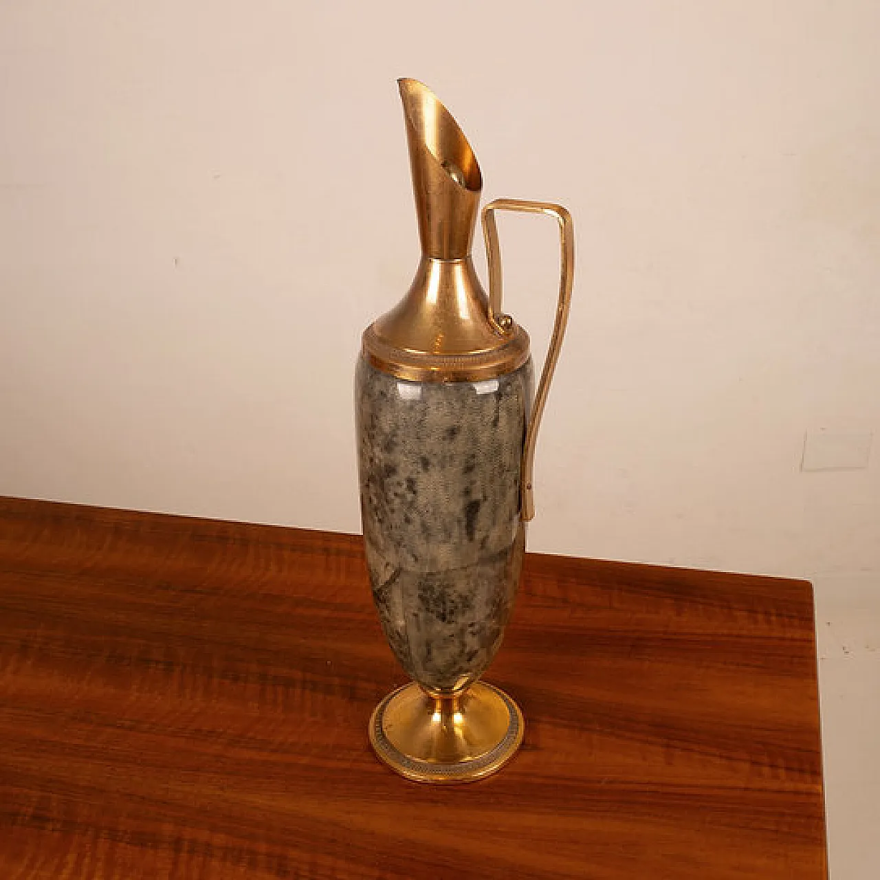 Grey parchment and brass thermos flask by Aldo Tura, 1960s 4