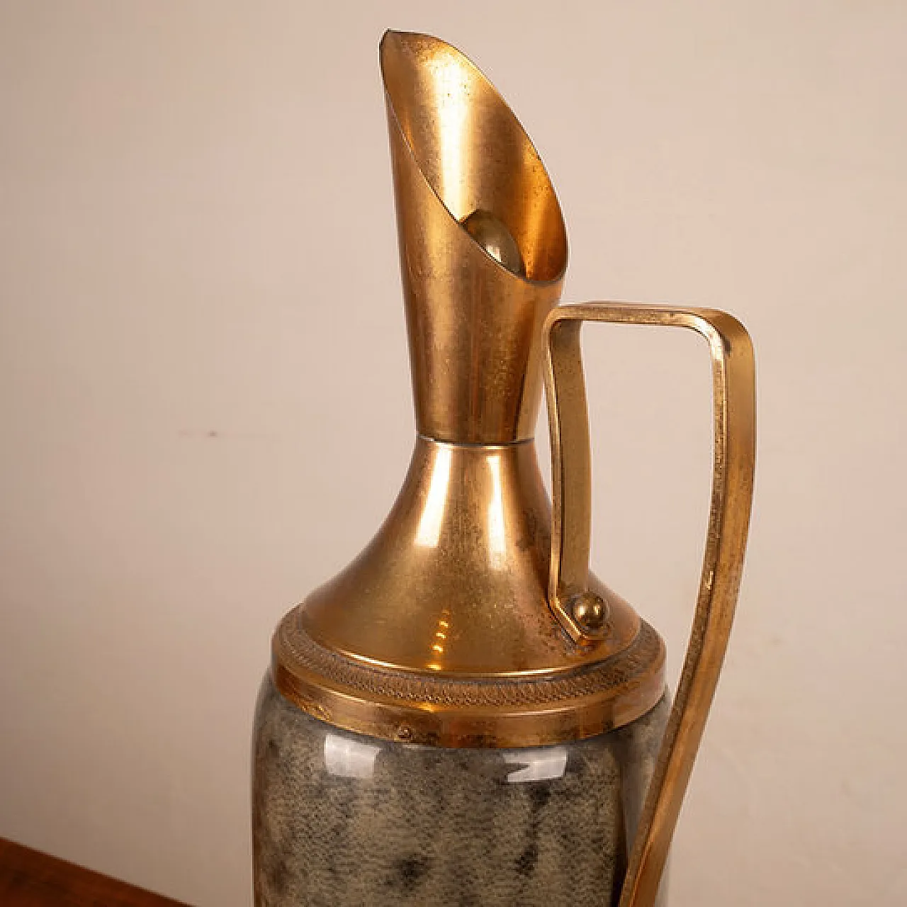 Grey parchment and brass thermos flask by Aldo Tura, 1960s 5