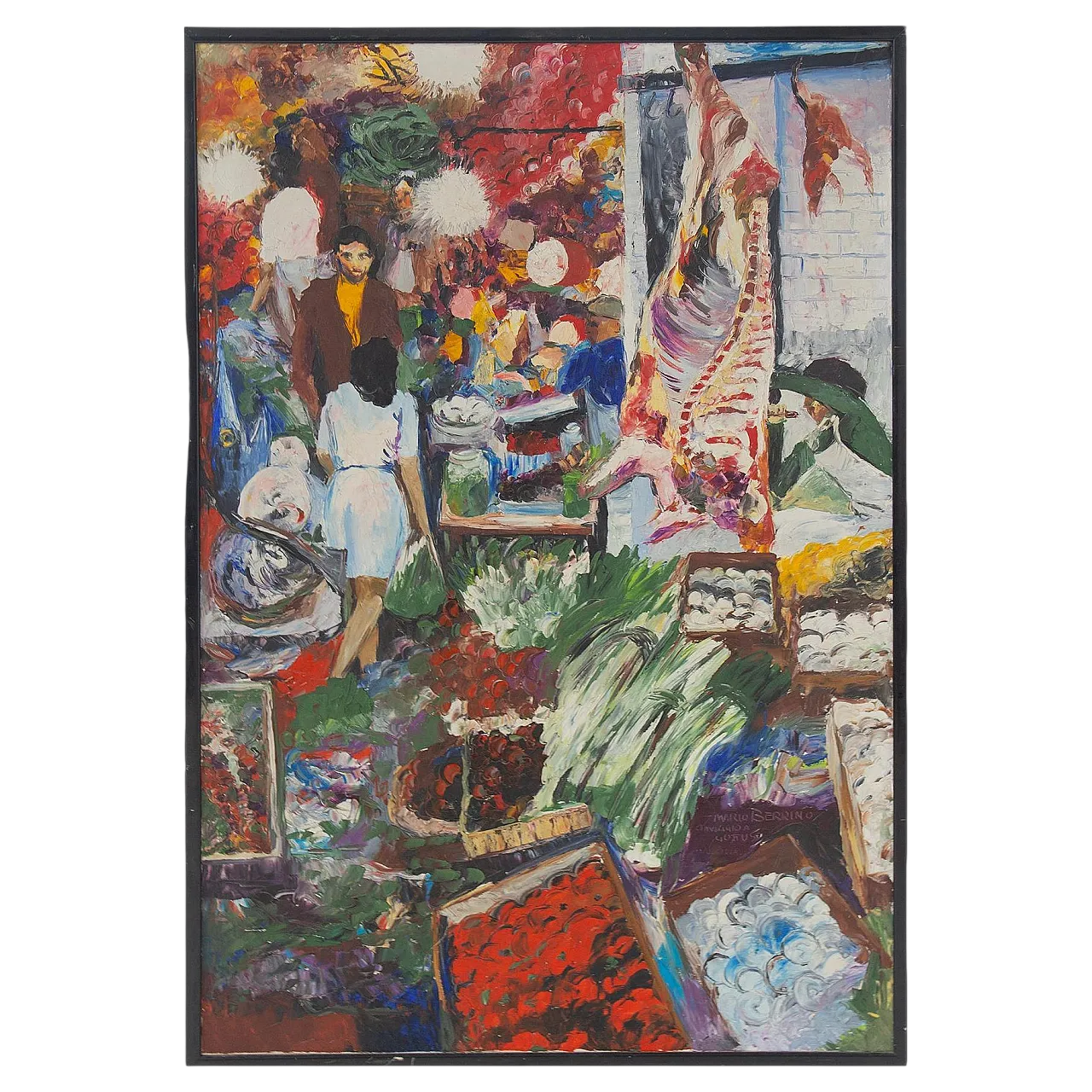 La Vucciria, oil painting on canvas by Mario Berrino, 1990s 12