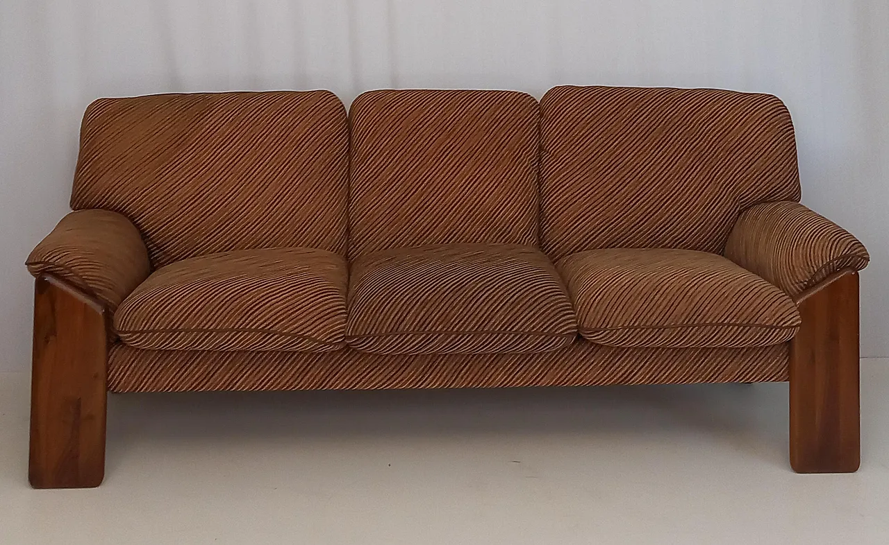 Brown Velvet 3-Seater Sofa by Mobil Girgi, 70s 1