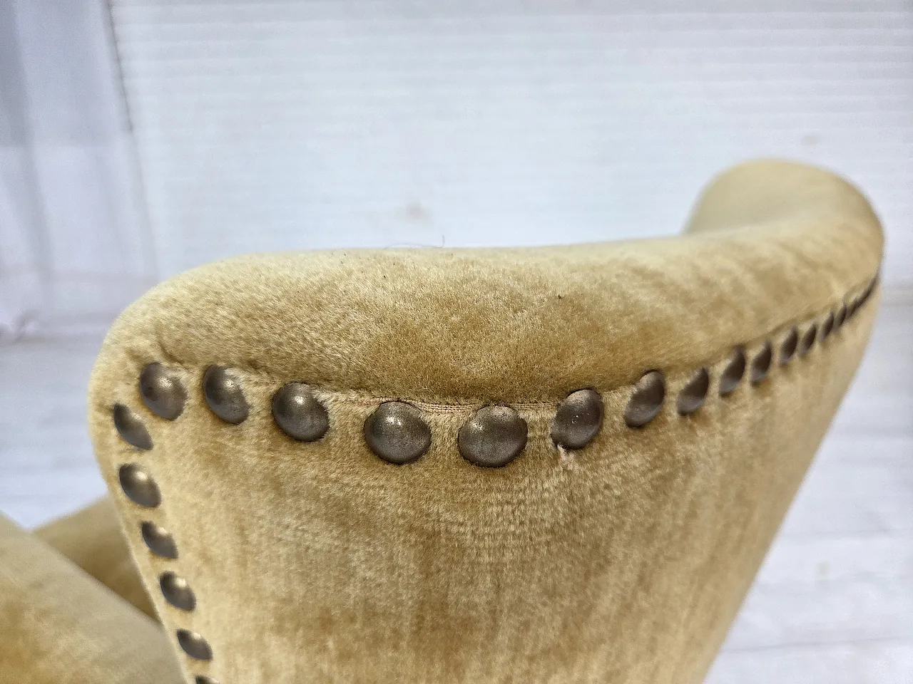 Poltrona danese, velluto, anni '60 13