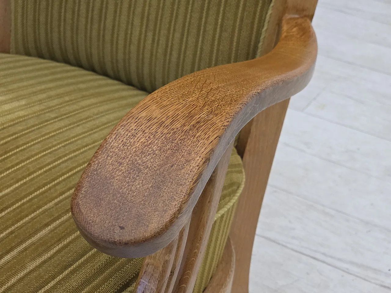 Poltrona scandinava cotone lana e rovere, anni '70 10