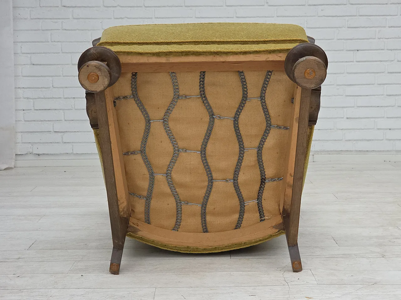 Danish armchair cotton/wool fabric solid oak wood, 1960s 22