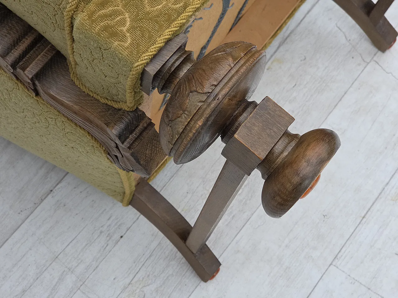 Danish armchair cotton/wool fabric solid oak wood, 1960s 23