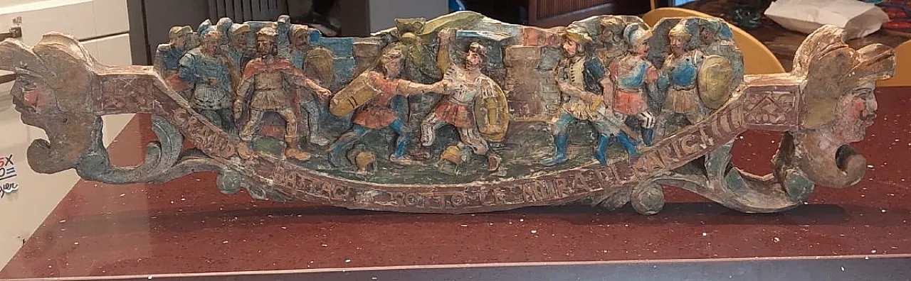 Scultura antica, chiave in legno di carretto siciliano, '800 4