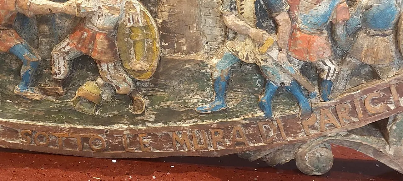 Scultura antica, chiave in legno di carretto siciliano, '800 6