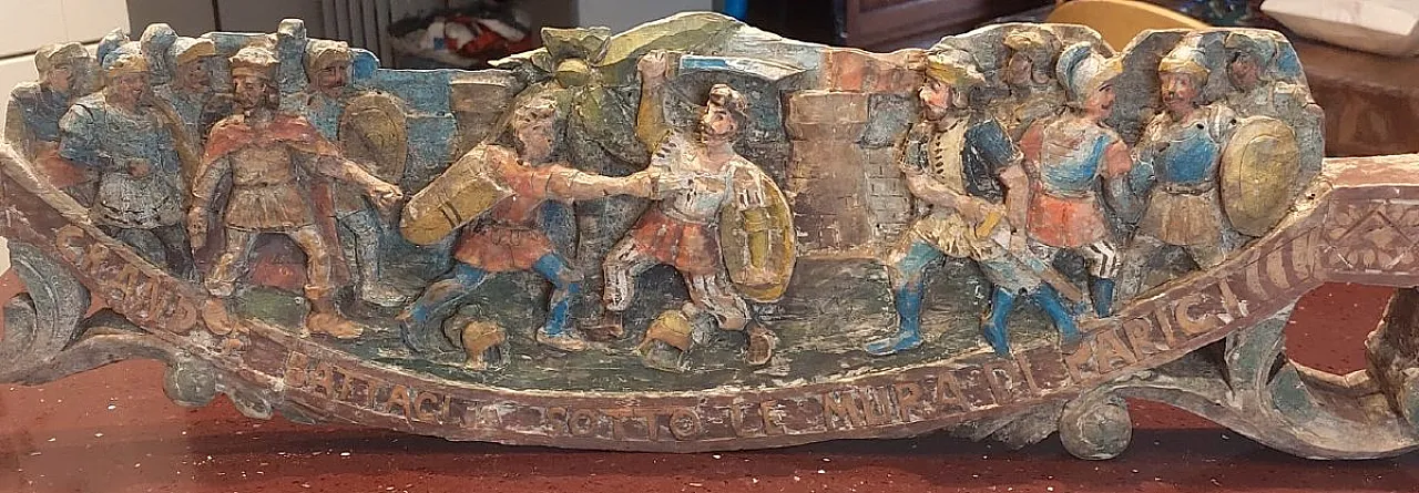 Scultura antica, chiave in legno di carretto siciliano, '800 8