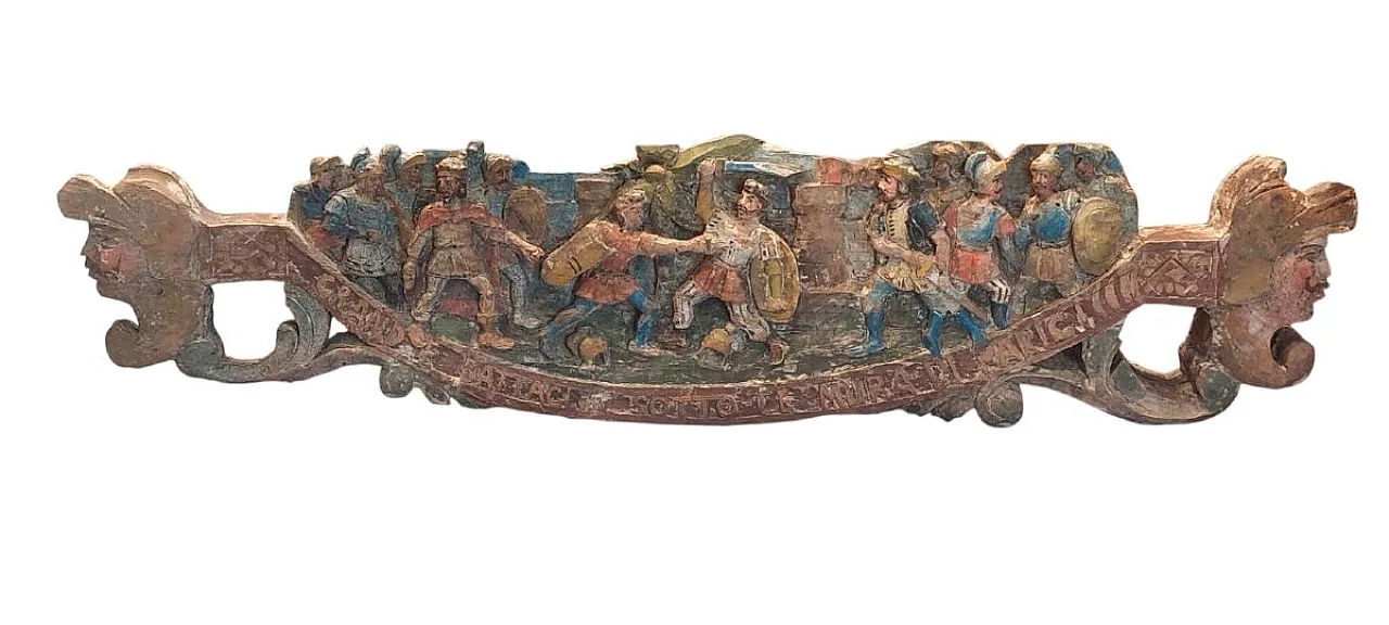 Scultura antica, chiave in legno di carretto siciliano, '800 10