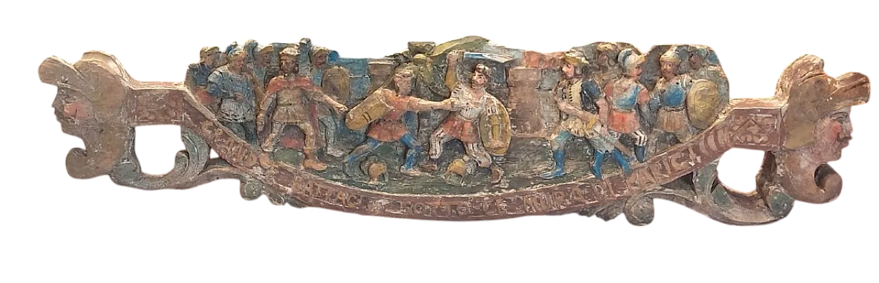 Scultura antica, chiave in legno di carretto siciliano, '800 13