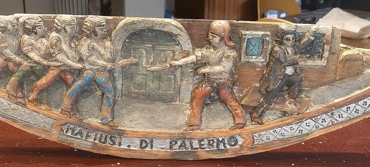 Chiave del carretto siciliano in legno intagliato, '800 4