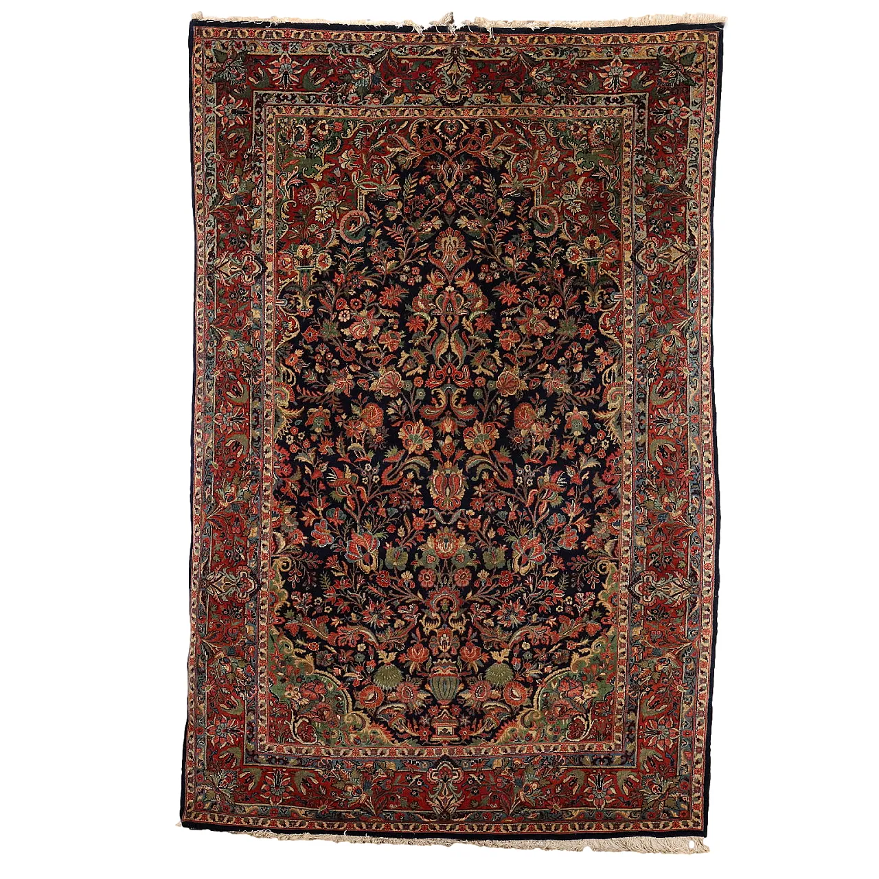 Tappeto Mahall in cotone e lana, nodo grosso, fine '900 1