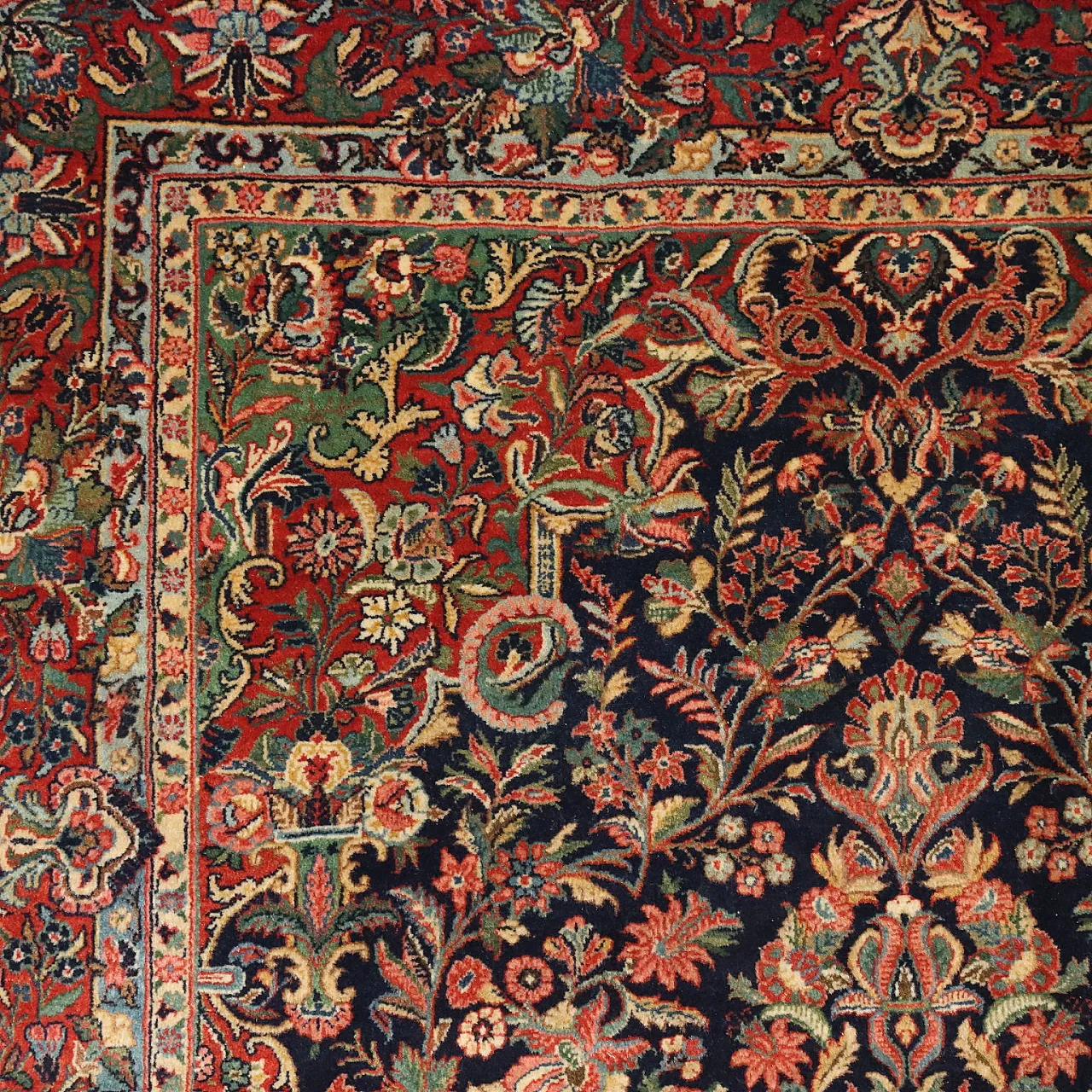 Tappeto Mahall in cotone e lana, nodo grosso, fine '900 5