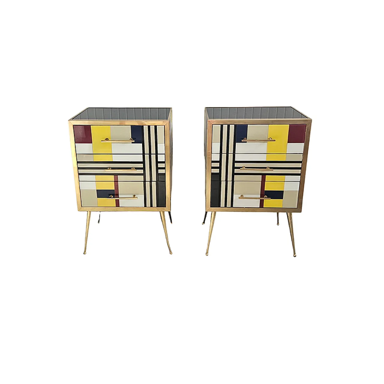 Coppia di comodini in vetro 1