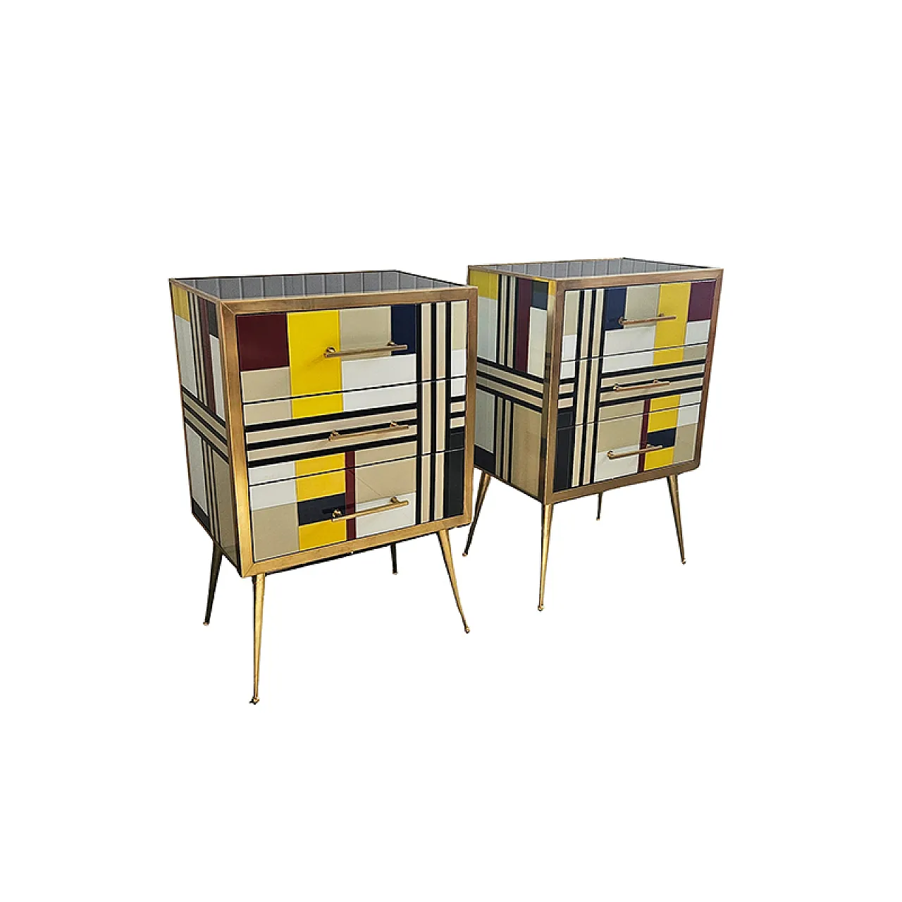 Coppia di comodini in vetro 2