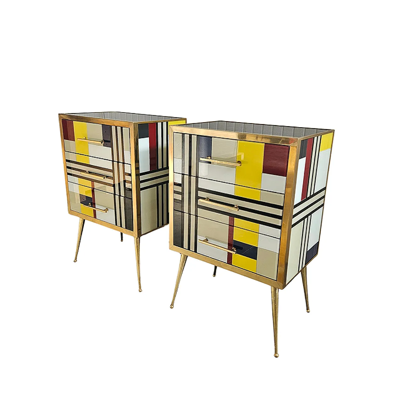 Coppia di comodini in vetro 3