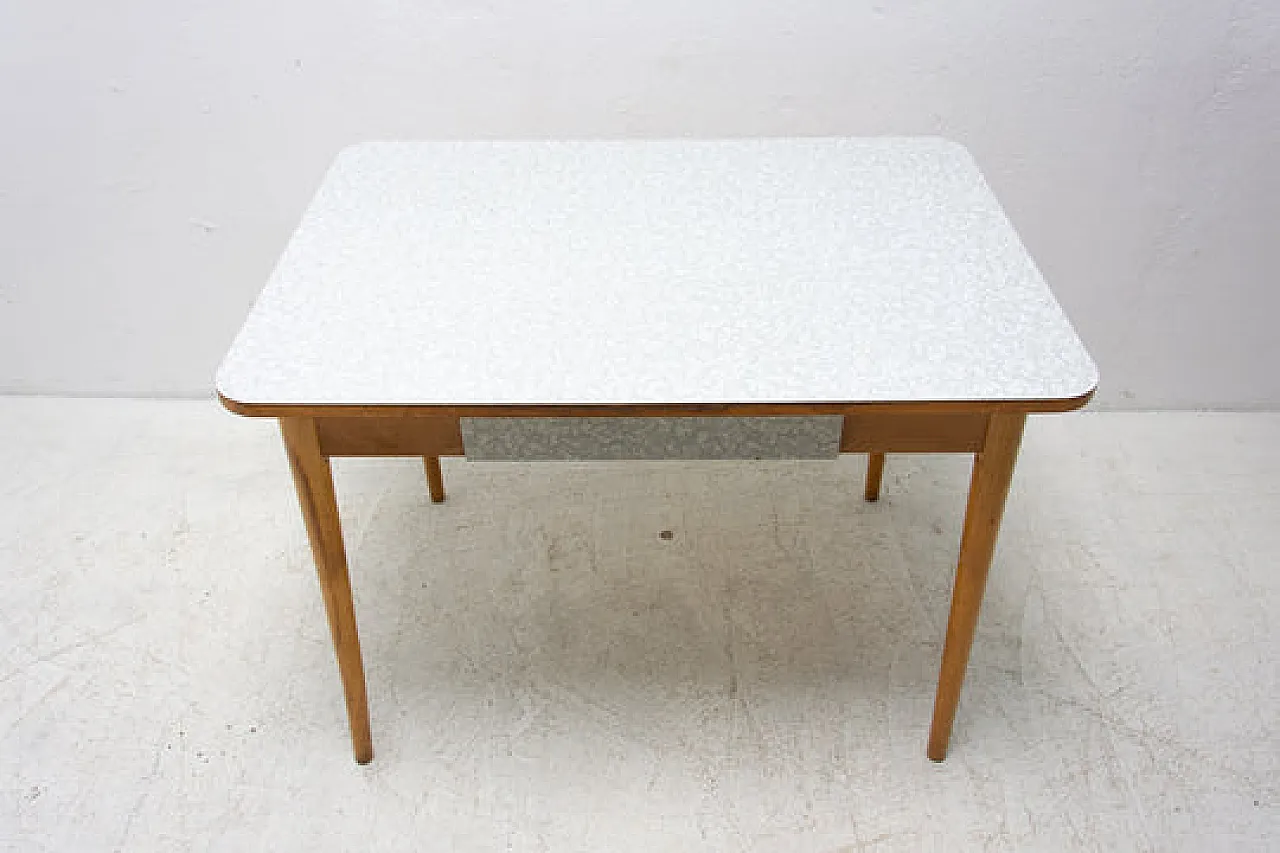 Midcentury formica and wood central table, 1960s 5