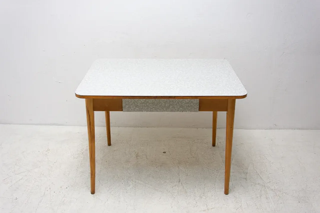 Midcentury formica and wood central table, 1960s 7