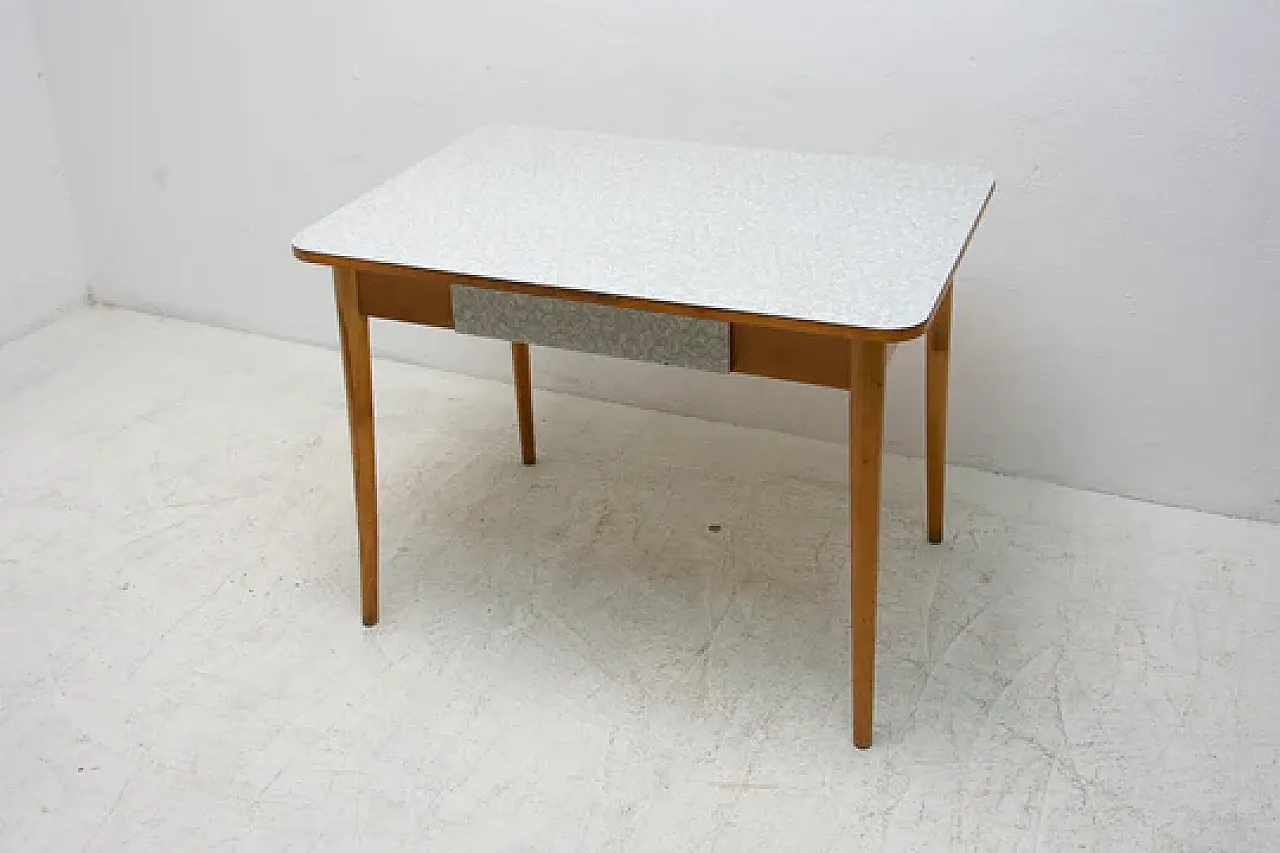 Midcentury formica and wood central table, 1960s 9