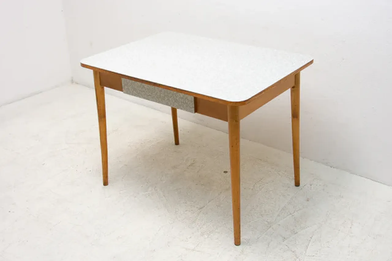 Midcentury formica and wood central table, 1960s 13