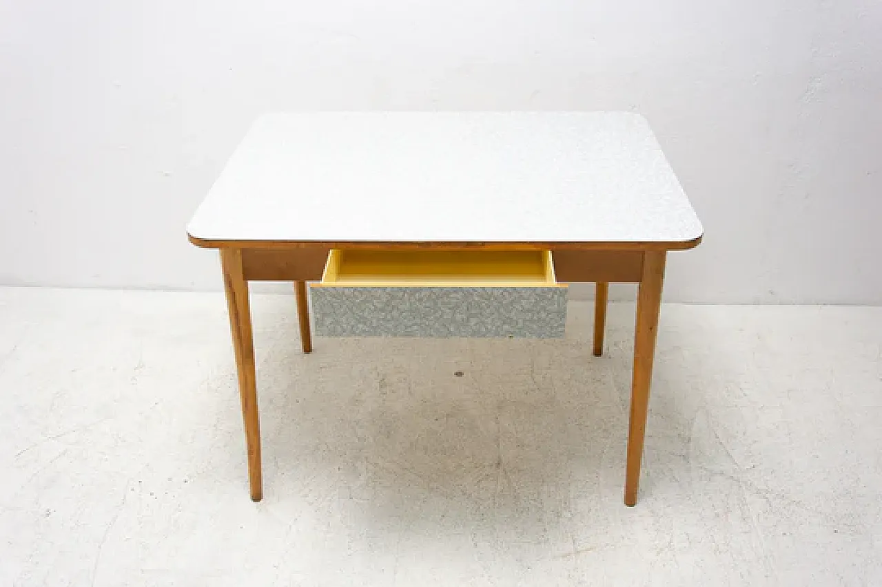 Midcentury formica and wood central table, 1960s 16